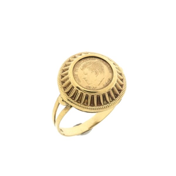 8 karaat ring met john f. Kennedy (JFK) herdenkingsmunt