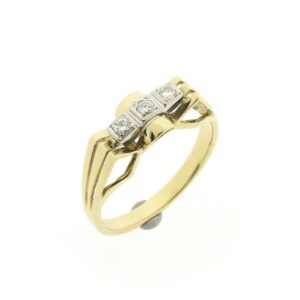 14 karaat vintage gouden ring met diamant | 0,09 ct.