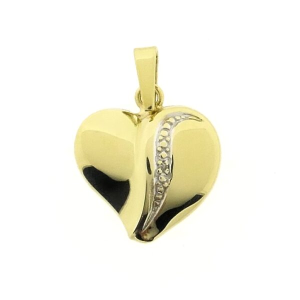 14 karaat gouden hart hanger met diamant | 0,005 ct.