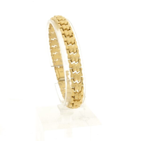14 karaat gouden fantasie schakel armband | 18,5 cm