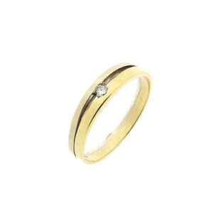 14 Karaat bicolor gouden solitair ring met diamant | 0,035 ct.