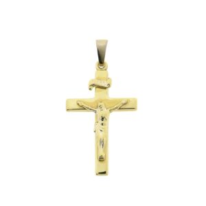 14 karaat gouden hanger van een kruis met corpus | INRI