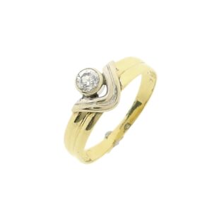 14 karaat bicolor gouden solitair ring met zirconia