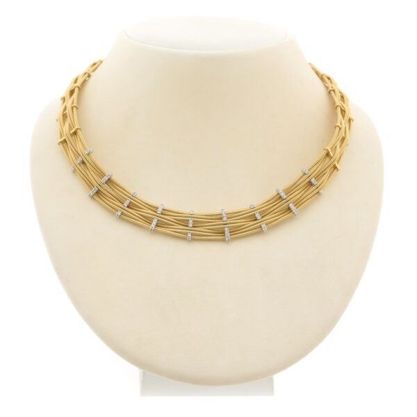 18 Krt. Gouden ketting; choker met diamant; 0,31 ct. | 40 cm | Marco Bicego