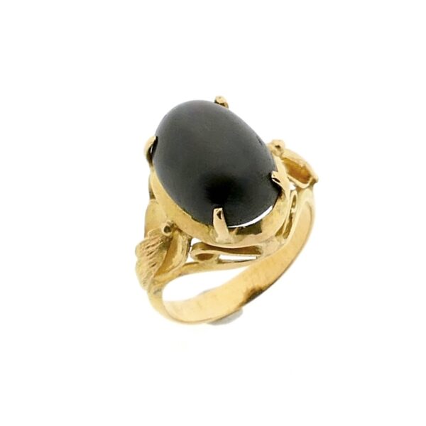 18 Krt. Vintage gouden ring met zwarte labradoriet
