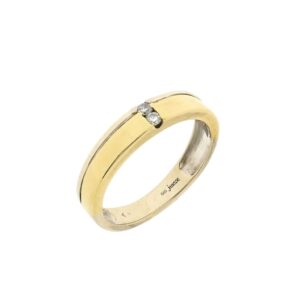 14 karaat bicolor gouden ring met totaal 0,06 ct. diamanten