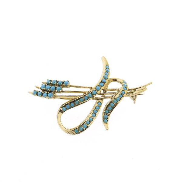 18 karaat gouden broche met turquoise