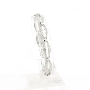 Zilveren schakel armband met fantasie patroon | 19,5 cm