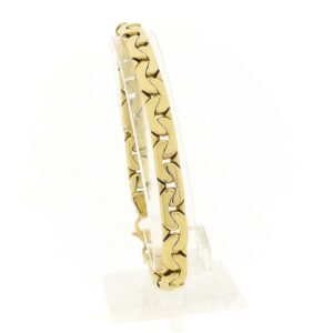 14 karaat gouden platte cardano schakel armband | 23 cm