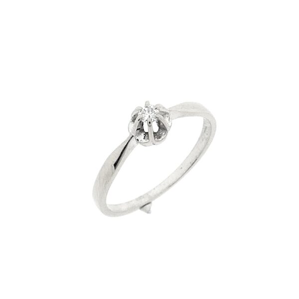 14 karaat witgouden solitair ring met diamant | 0,05 ct.