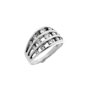 14 karaat witgouden brede ring met diamant | 1,02 ct.