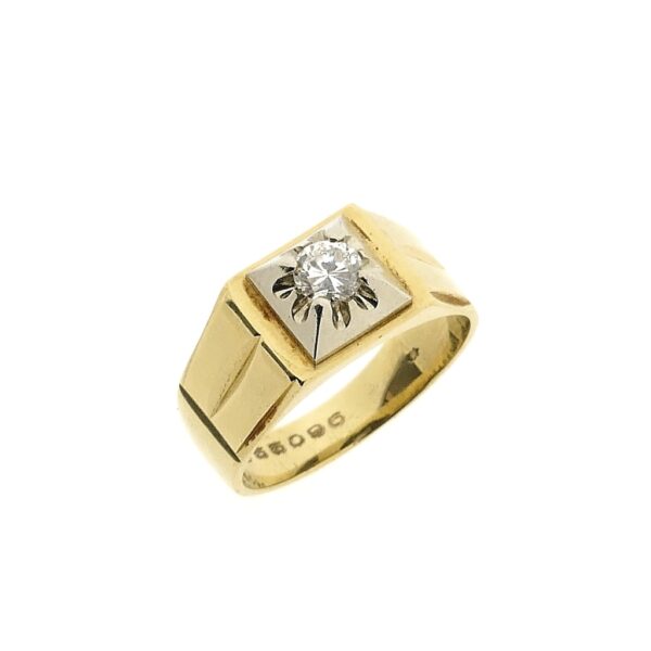 14 karaat bicolor gouden solitair ring met diamant | 0,36 ct.