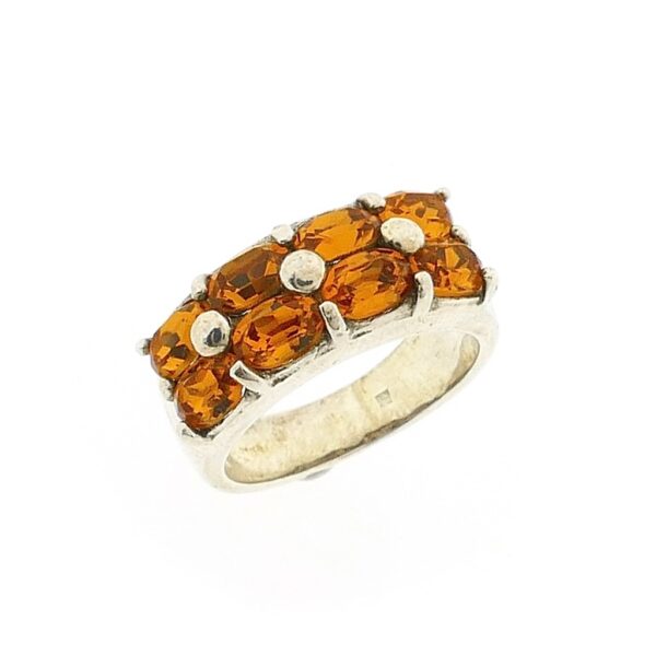 Zilveren ring met oranje zirconia stenen