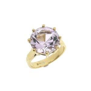 9 Krt. Solitair ring met lichtroze zirconia