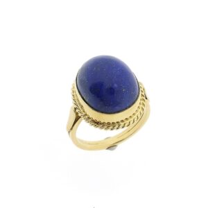 14 karaat gouden ring met Lapis Lazuli | Vintage