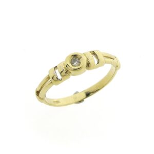 14 karaat gouden solitair ring met diamant | 0,025 ct.