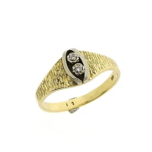 14 karaat bicolor gouden ring met diamant | 0,03 ct.