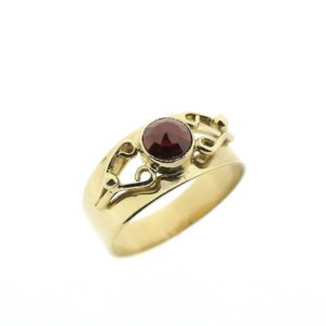 Vintage 14 karaat gouden ring met granaat