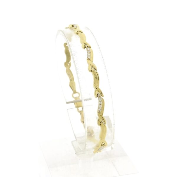 14 karaat gouden schakel armband met zirconia | 17,5 cm