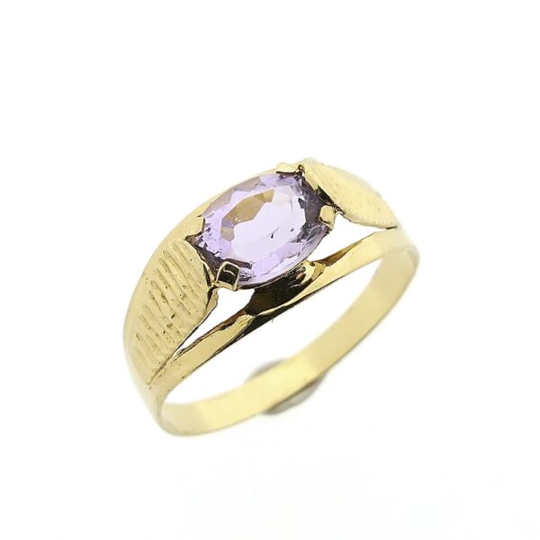 14 karaat gouden ring met paarse zirconia