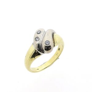 14 karaat bicolor gouden ring met diamant