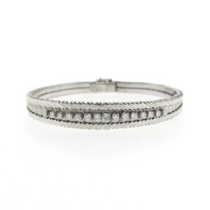 Exclusief 18 karaat witgouden visgraat schakel armband met diamant