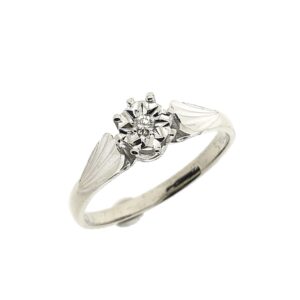 18 Krt. Witgouden ring met diamant | 0,025 ct.