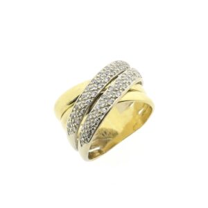 18 karaat bicolor gouden pavé ring met diamant