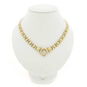 14 karaat bicolor gouden fantasie schakel collier | 46 cm