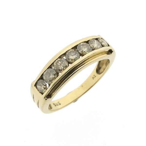 gouden rij ring met fancy diamanten