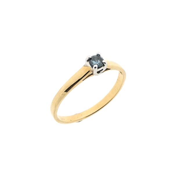 9 karaat gouden ring gezet met 0,18 ct. blauwe diamant