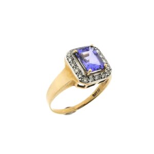 9 karaat ring met 0,27 ct. diamant en Tanzaniet