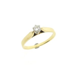 14 karaat gouden solitair ring met diamant | 0,14 ct.