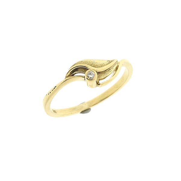 14 karaat gouden fantasie ring met diamant | 0,015 ct.