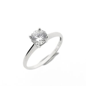 14 karaat witgouden solitair ring met zirconia