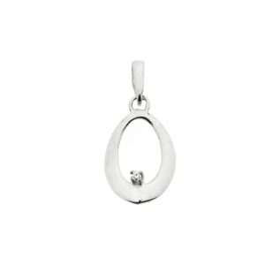 14 karaat witgouden hanger gezet met 0,02 ct. diamant