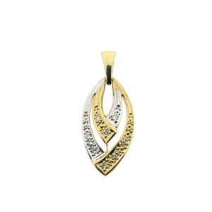 14 karaat bicolor hanger gezet met totaal 0,06 ct. diamanten