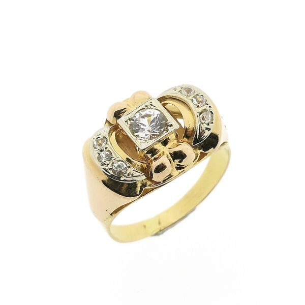 18 karaat bicolor gouden ring met zirconia