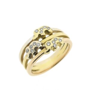 18 karaat tricolor gouden olifanten ring met diamant