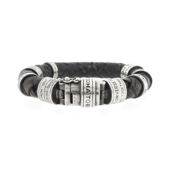 Zilveren leren Buddha to Buddha armband | 21 cm