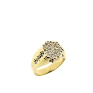 14 karaat geelgouden ring gezet met ca. 0,27 ct. diamanten