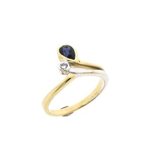 14 karaat bicolor ring met saffier en diamant