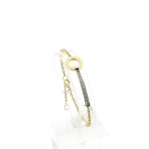 14 karaat gouden anker schakel armband met diamant