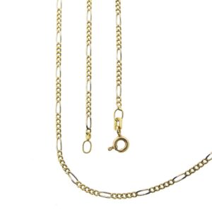 14 karaat bicolor gouden Figaro schakel ketting | 51,5 cm