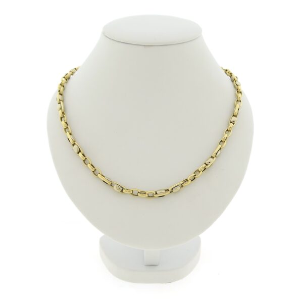 14 karaat bicolor gouden anker schakel collier | 44,5 cm