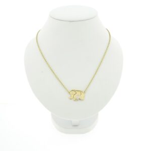 Gouden ketting met Vaste hanger van een olifant met diamant