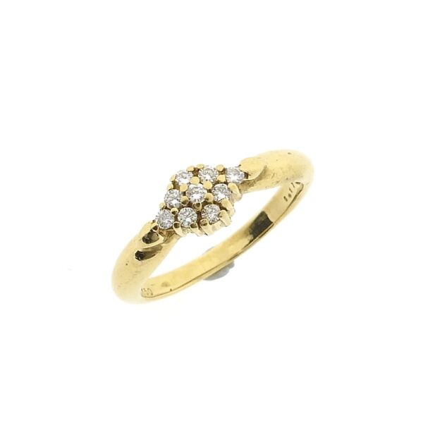 18 Krt. Gouden entourage ring met diamant | 0,18 ct.