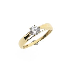 14 karaat gouden solitair ring met zirconia