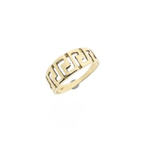 14 karaat vintage gouden ring met meander patroon