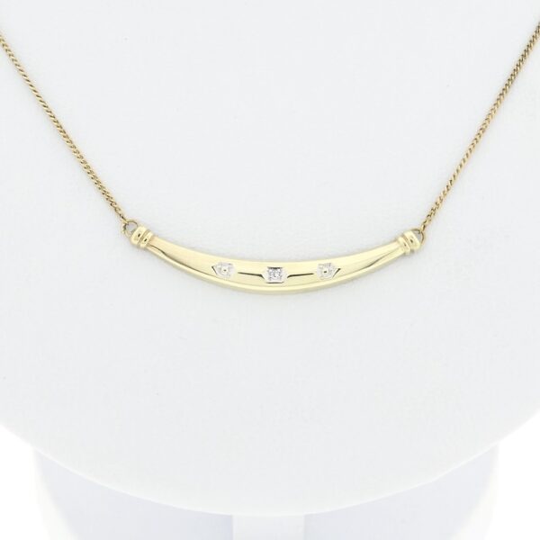 Gouden gourmetschakel ketting met vaste hanger en diamant; 0,005 ct. | 41,5 cm